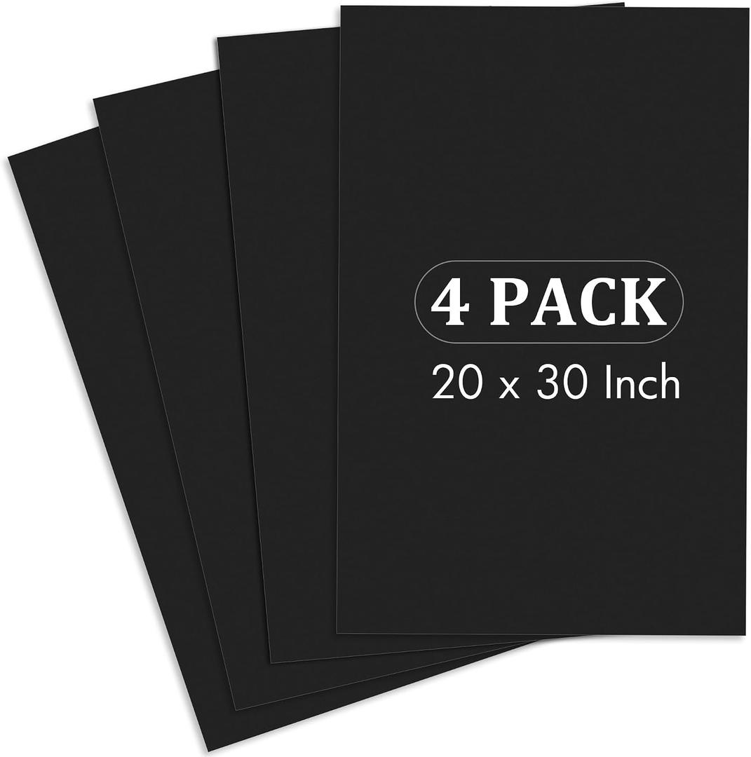 Elcoho 4 Pack Black Foam Board 20 x 30 Inch Thick Foam Core Board for Projects, Double-Sided Acid-Free Foam Poster Boards for Graduation DIY, Painting, Displaying, School and Craft Projects