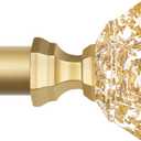 TONIAL Curtain Rods for Windows 48 to 84 Inch(4 to 7 ft), Telescoping Splicing 3/4 Single Rods 32 to 86 Inch Decorative Drapery Rod with Translucent Diamond Finial, Luxury Gold