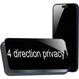 2 Pack 360 Degree Privacy Tempered Glass for iPhone 15 Pro Anti-Spy 4 Directions Screen Protector Film 4 Sides Anti-Peeping 6.1 inch