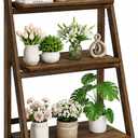 Ladder Shelf 3-Tier Foldable Wooden Ladder Bookshelf Plant Stand, 34.3 x 21.7 x 13.8 inches