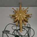 2025 Upgraded Christmas Tree Topper Projector Light with Rotating Bright LED & Wide Coverage, Universal Fit for Any Height Tree, Easy Install, Stable Base, Holiday & Party Decorations (Starlight Gold)