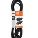 Prime Wire & Cable EC670615 15-Foot 16/2 SPT-2 3-Outlet Indoor Cord, Black