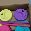 Elk and Friends Kids + Toddler Glass Cups | The Original 8oz Glass Mason Jar with Sleeves + Lids | Silicone Straws + Stopper | Smoothie Cup | Food Storage | Spill Resistant | Dishwasher Safe | 4 Pack