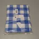 Smiry Square Picnic Table Cloth, Elastic Waterproof Fitted Vinyl Tablecloths, Flannel Backed Buffalo Plaid Table Covers for Dining, Camping, Outdoor (White and Blue, 42" x 42")