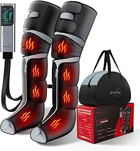 Leg Massager with Heat and Compression, Foot Massager for Circulation and Pain Relief, 3 Timers, 12 Intensity, 6 Modes,3 Heating with Knee Massager,Mother's Day Gifts for Man Woman,Black