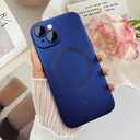 ankofave Magnetic Case for iPhone 15 Phone Case for Women, Matte Luxury Soft Metallic Luster Design with Camera Lens Protector, Compatible with Magsafe Case for iPhone 15 6.1"-Dark Blue
