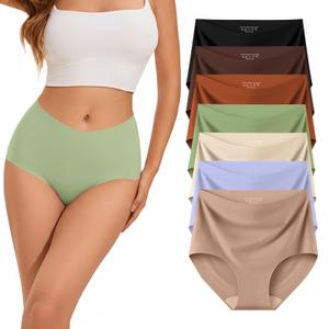 Womens Underwear High Waist Tagless 7 Pack Panties Seamless Full Coverage Briefs Silky Stretch XXL