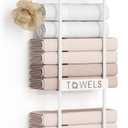 Aetyord Towel Racks for Bathroom Wall Mounted with Shelf, 31.5" Large Towel Holder for Bathroom Wall, White Towel Storage for Rolled Towels, Space Saving Organizer for Small Bathroom, RV & Apartment