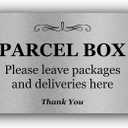 Parcel Box (Mail Box) Sign - Manufactured from Aluminium Metal with Adhesive. Notice for Deliveries, Package delivery Boxes for Outside. (Silver)