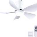 Kviflon 30 In White Small Ceiling Fan with Light Remote Control Reversible
Low Profile Flush Mount,Small Ceiling Fans,5 Curved Blades,3 CCT Dimmable LED Lights,6 Speeds for Dinning Room Bedroom