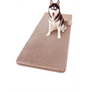 ChgLiPets Washable Quick Drying Chenille Dog Door Mat 70" X 23" Camel
