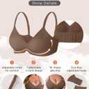 Plus Size V-Neck Wireless Bras for Women Seamless Everyday Bras U-Back Design W-Shaped Jelly Support Barlette 1XL Dark Brown (Dark Brown, XL)
