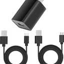 5V 2A Power Adapter, 10W USB Wall Charger, with USB Type C and Micro USB Port Cables, Compatible with DC 5 Volt Kindle, Speaker, Headphones, Samsung Galaxy Phones, Android, Tablets, TV Remotes & More.