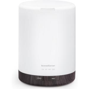 InnoGear 300ML Essential Oil Diffuser, Premium 5-in-1 Ultrasonic Aromatherapy Diffusers Scent Humidifier Aroma Diffuser Vaporizer Auto-Off Timer for Room Office Home, Brown, Medium