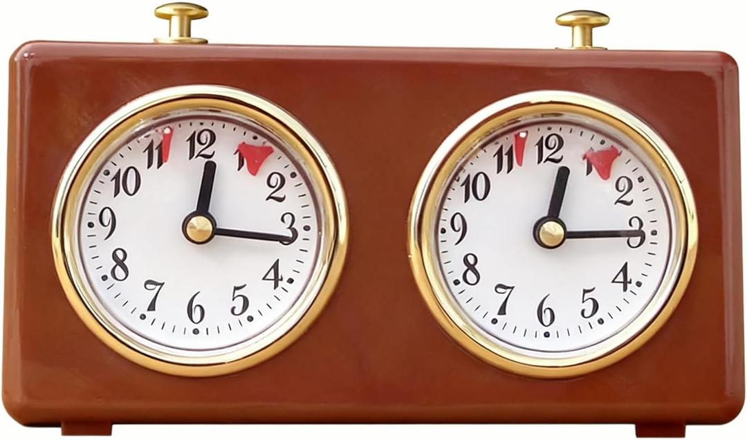 Analog Chess Clock Timer, Wind Up Professional Chess Clock with Large Easy to Read Dials No Batteries Required, Analogue Count Up/Count Down Timer for International Chess Games Tournament