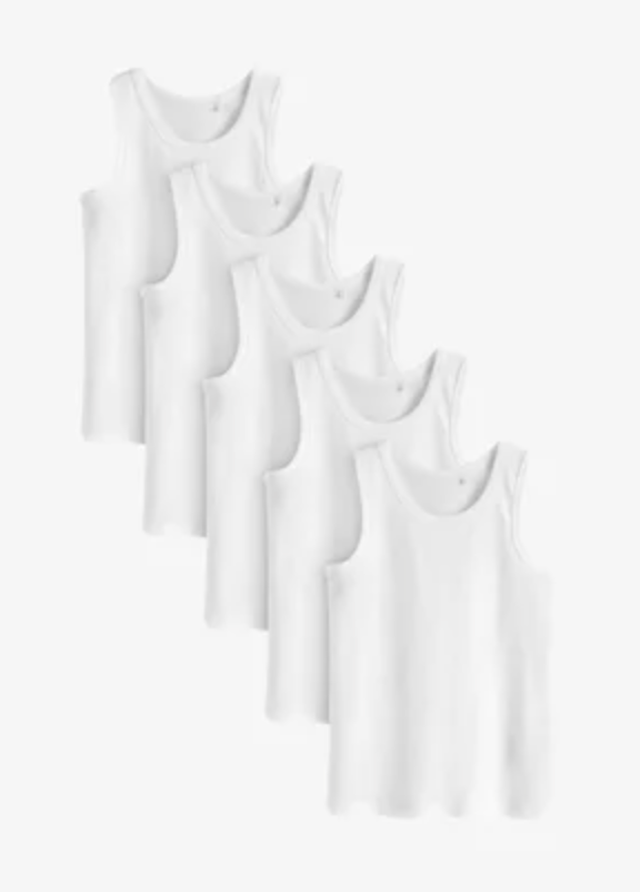 Tank Tops White Set of 5 Size 9-10T