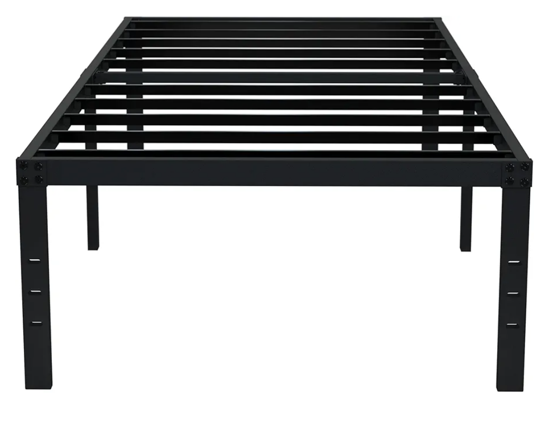 EMODA 18 Inch Twin XL Bed Frames No Box Spring Needed, Heavy Duty XL Twin Metal Platform Bed Frame with Tall Storage Space, Noise Free, Easy Assembly, Black