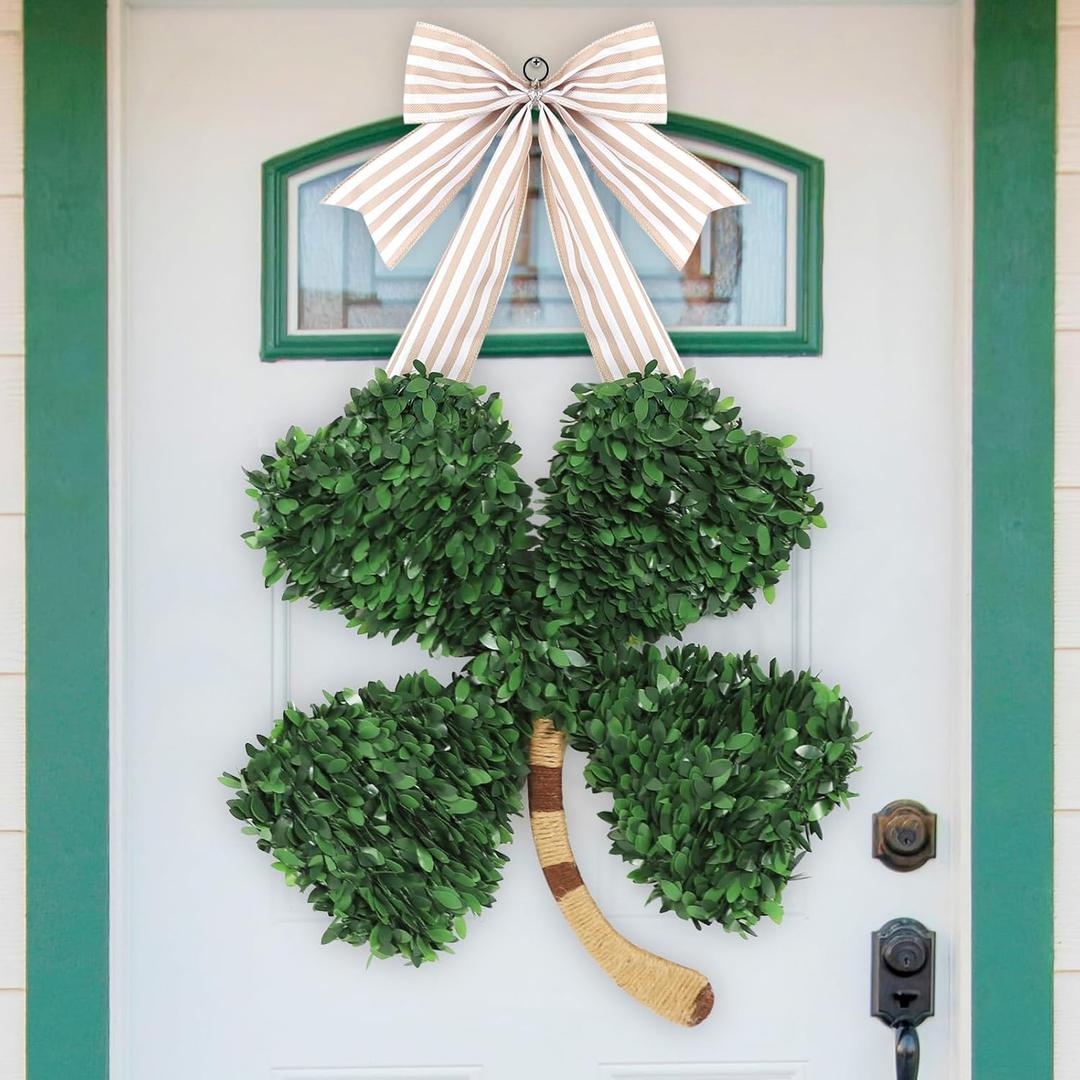 DAZONGE St. Patrick's Day Decorations, St Patricks Day Shamrock Wreath, Lucky Green St. Patrick's Day Door Swag for Fireplace Mantel Walls