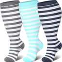 Genovega 3 Packs Wide Calf Compression Socks for Women Men Knee Hight S/M-4XL for Gifts (S)
