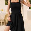 HUHOT Women's Summer Casual Square Neck Dress with Pocket Cute Sleeveless High Waist A-line Sundress Midi Dresses 2026 (Blue, M)