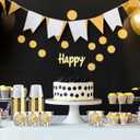 Bestluck 100 Pack 9 oz Gold Plastic Cups, Clear Disposable Cups with Gold Rim, Plastic Cocktail Glasses for Party & Graduation & Wedding