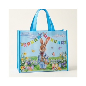 WRAPAHOLIC 13" Large Reusable Easter Gift Bag with Handles - Bunny Ears Dog Gift Bags for Easter, Baby Shower, Kids Birthday and Spring