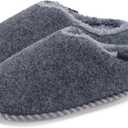 KuaiLu Womens Supportive Memory Foam Slippers Felt Fuzzy Lined Heel Cushion Lightweight House Shoes for Indoor Outdoor