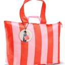 Fit & Fresh Large Beach Bag for Women - Extra Large Travel Tote With Pockets (Pink)