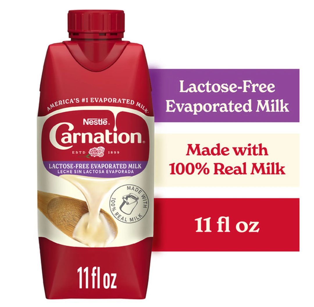 Carnation Lactose-Free Evaporated Milk, Pack of 8/11 oz, Use By 07 SEP 2025