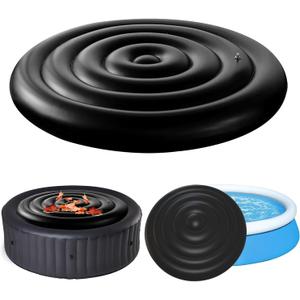 4.5 FT Inflatable Hot Tub Cover,Energy Saving Lid for Round Hot Tub,Outdoor Inflatable Hot Tub,Inflatable Insert Insulated Lid Replacement (Black)