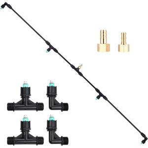 4-Nozzle Sprayer Boom Wand with 3/8" & 1/2'' Brass Fittings, Durable Metal Nozzles, Wide-Coverage Agricultural & Lawn Spray Attachment for Tractors/UTVs