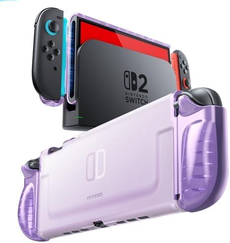 Mumba Dockable Clear Case for Nintendo Switch 2 2025, Crystal Protective Cover with Quick-Release Joy-Con Design and TPU Grip Compatible with New Nintendo Switch 2 7.9 Inch Console (Purple)