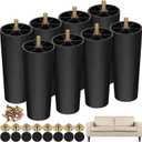 TURSTIN 16 Pack 6 Inch Plastic Furniture Legs with M8 T-Nuts Screws Tapered Sofa Couch and Chair Legs Replacement Furniture Legs for DIY Projects Sofas Coffee Tables Dressers Beds