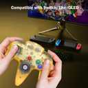 KIWITATA N64 Wireless USB Controller for Switch, 2.4ghz Rechargeable Wireless N64 Remote Joystick Controller for Switch/Switch Lite/Switch OLED, MAC, PC Windows 7,8,10,11 Clear Yellow