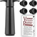 Wine Stoppers Vacuum with Pump, Keep Wine Fresh for up to 7 Days -1 Pump 4 Stopper, Wine Pumps and Wine Vacuum Stopper, Reusable for Wine Saver, Wine Stoppers for Wine Bottles (Black)