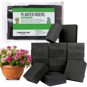 Impresa Pot Risers - Feet for Outdoor Planters - 40-Pack 3/4 in Square Foam Rubber Elevator Pads - Invisible Plant Lift Disks Elevate & Protect Planters from Water Damage & Rot