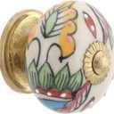 Dresser Knobs for Cabinets and Drawers - Handmade Ceramic Kitchen Cupboard Wardrobe Pull Handle Countryside Boho Decor Furniture Hardware - Multicolor Leaf - Pack of 4