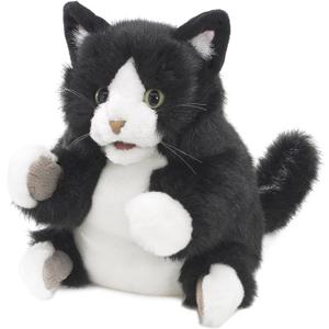 Folkmanis Tuxedo Kitten Hand Puppet, Black; White