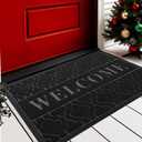 Yimobra Welcome Mat Outdoor Indoor 29.5x17, All-Weather Waterproof Front Door Mat Outside Entrance, Non-Slip Low Profile Porch Patio Doormat, Black