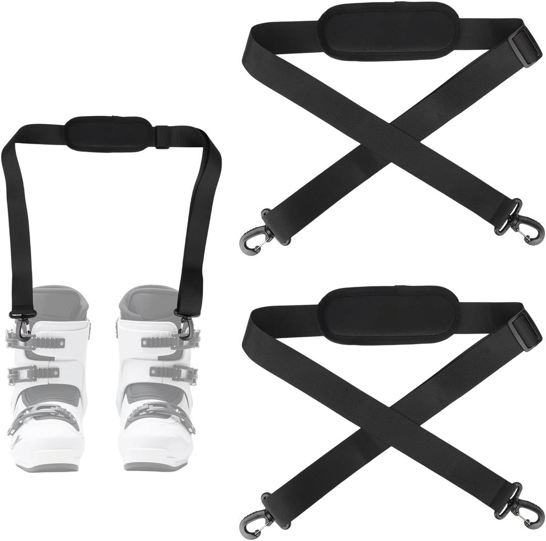 2pcs Ski Carrier Strap with Hook, Adjustable Anti-Slip Snowboard Shoulder Sling Hands-Free Carrier Strap Skate Leash Gear Accessory for Snowboard Pole Boot Men Women Gift