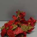 Childom 12 PCS Poinsettia Flower Artificial Poinsettia Christmas Decoration 8.7'' Dark Red Glitter Poinsettias Christmas Ornaments Xmas Tree Flower Decor with Clips DIY Xmas Wreath Home Party Decor