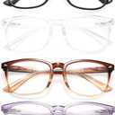 Blue Light Blocking Reading Glasses for Women Stylish Lightweight Square Readers +0.75 Blue Rays Cheaters Glasses 4 Pack w/Spring Hinges Comfortable Fit