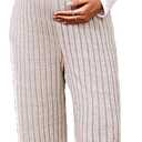 MakeMeChic Women's Maternity Jumpsuits Sleeveless Rib Knitted Straight Leg Overalls Romper (Medium, Apricot)