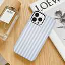 for iPhone 17 Pro Max Case Cute Striped Phone Case Compatible with MagSafe, Dual-Layer Shock Protection(Hard PC + Silicone) - Aesthetic Protective Phone Cover for Women Girl, Blue and White