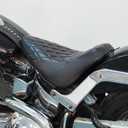 Motorcycle Front Driver Leather Cushion Pillion Seat Solo Seat Fit For Harley Heritage Softail Classic FLSTC Softail Deluxe FLSTN 2006-2017 (Black Stitching)
