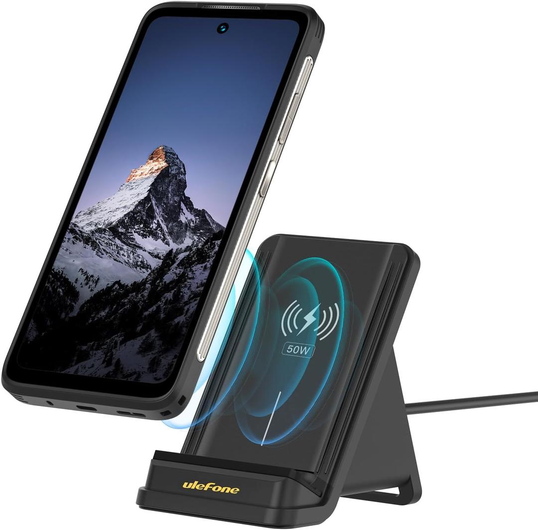 Ulefone WCS01 50W Wireless Charger, 50W Max Fast Wireless Charging Stand, Fast Charge Compatible with Ulefone Armor 23/25/27/28 Series(No AC Adapter)