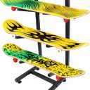 Steel Skateboard Rack Floor Stand, 3-Layer Skateboard Holder,Snowboard Storage Rack, Skateboard Holder Floor for Deck,Longboard,Snowboard, Standard Skateboards, Mini Cruiser Skateboard