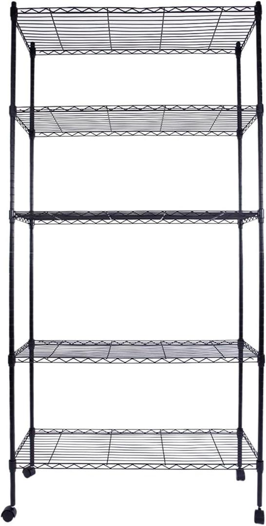 Ochine 5 Tier Rolling Storage Shelves on Wheels, Heavy Duty Storage Shelving Unit on 1.5" Wheel Casters, Metal Organizer Wire Rack Metal Shelf for Restaurant Garage Pantry Kitchen Office Garage