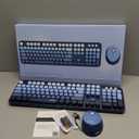 Nowlike Wireless Keyboard and Mouse Combo, Retro Typewriter Keyboard with Round Keycaps, FullSize Ergonomic, Blue, Ideal for Windows PC, Home, Office, and College, Wireless Keyboard Mouse Combo