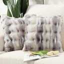 MADIZZ Pack of 2 Thick Plush Faux Wool Throw Pillow Covers Soft Boho Throw Pillows Luxurious Cushion Covers for Couch Sofa Bedroom Living Room Home Decor 20x20 Inch Grey Taupe
